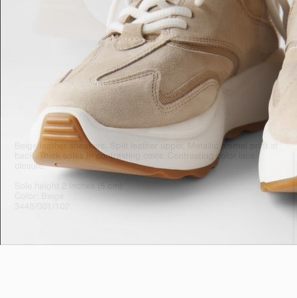 Zara sneakers leather cream in great condition sizen37 / 6.5 leather - Picture 3 of 12